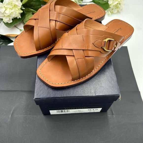 Men’s Ralph, Lauren calf leather stirrup sandals size 10.5 made in Italy. main image 6